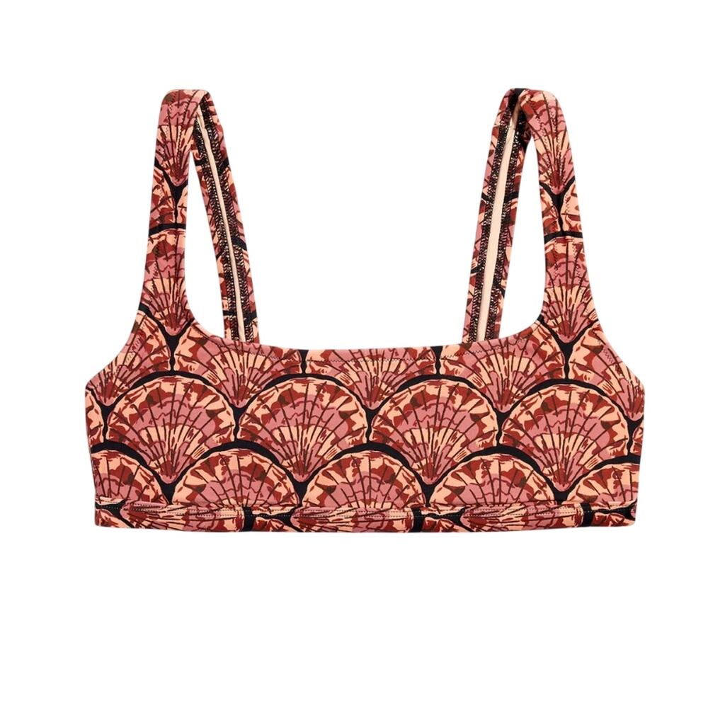 Madewell Bikini Top XS NWT Second Wave Balconette Painted Seashells Pink Beach